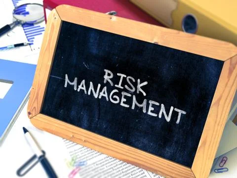 Hand Drawn Risk Management on Small Chalkboard イラスト素材