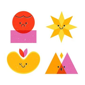 Hand drawn risograph element collection Stock Illustration