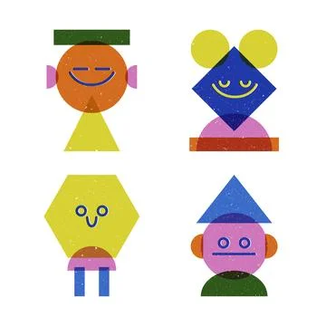 Hand drawn risograph element collection Stock Illustration