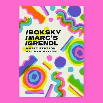 Hand drawn risograph poster design Stock Illustration