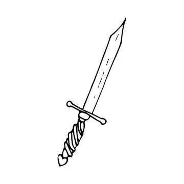 Hand drawn ritual dagger for black magic atam Stock Illustration