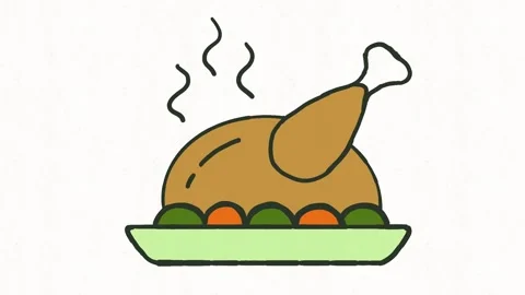 Hand Drawn Roast Chicken Icon Animation Stock Footage 338000171