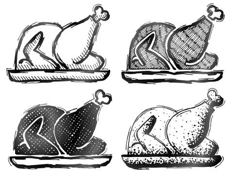 Hand drawn roast turkey Stock Illustration