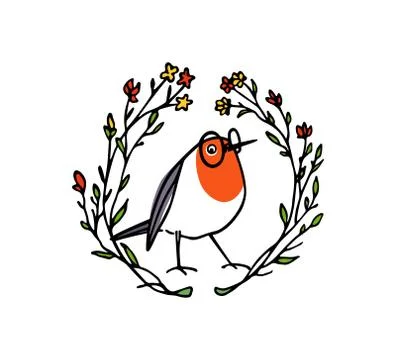 Hand drawn robin Stock Illustration