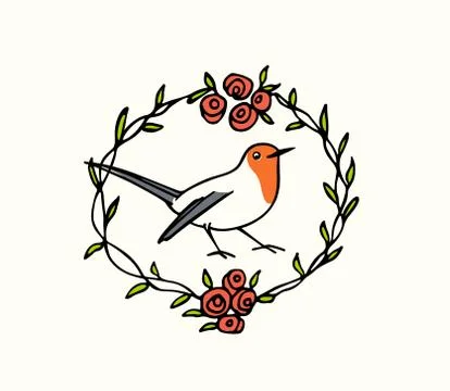 Hand drawn robin Stock Illustration
