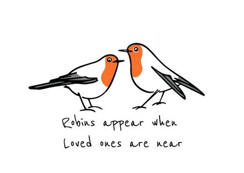 Hand drawn robins Illustrazione stock