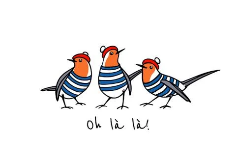 Hand drawn robins Stock Illustration