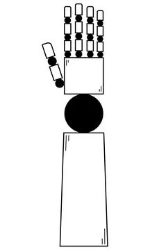 Hand drawn robotic arm.Development of manipulators, robotics.Vector illustration Stock Illustration
