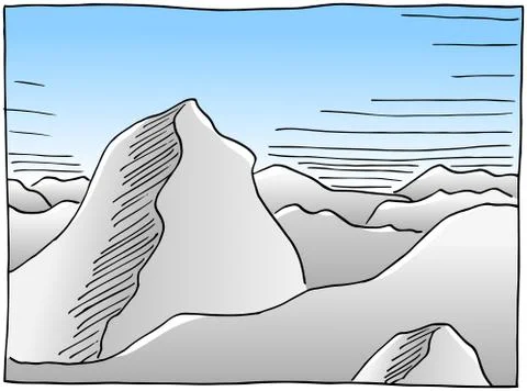 Hand drawn rock landscape Stock Illustration