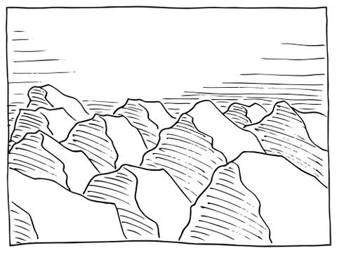 Hand drawn rock landscape Illustrazione stock