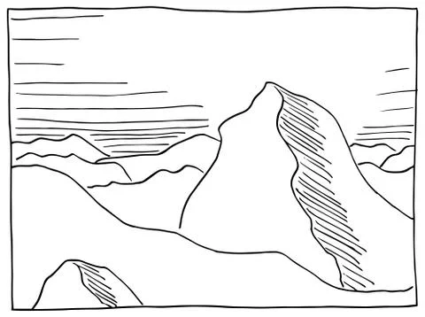 Hand drawn rock landscape Illustrazione stock