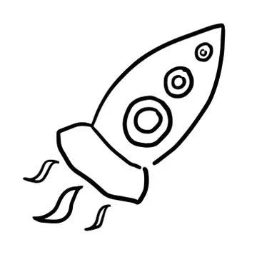Hand drawn rocket doodle symbol vector scribble illustration . Illustrazione stock