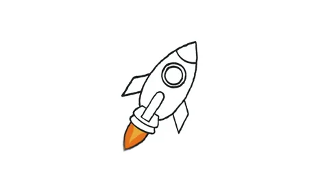 Hand drawn rocket with flame animation. jittery effect. Stock Footage 165092314