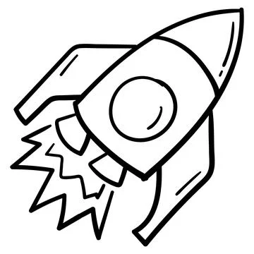 Hand drawn rocket icon in doodle style isolated Stock Illustration
