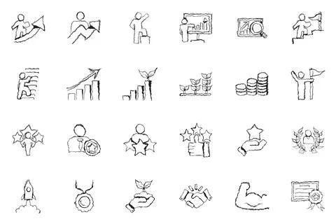 Hand Drawn Rocket Launch Icon Business Startup Growth Sketch Vector Stock Illustration