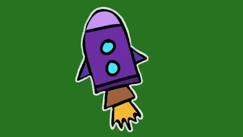 Hand-Drawn Rocket Ship Animation | Space 2D Hand-Drawn Launch Motion Asset  Stock Footage 332127321