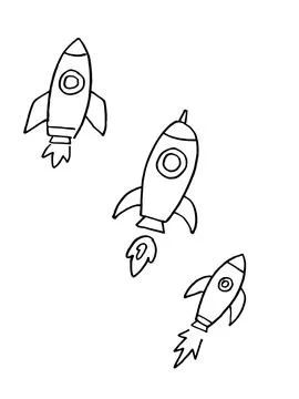 Hand drawn rocket ship doodle. Stock Illustration