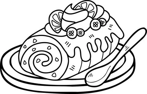 Hand Drawn Roll Cake and Lemon illustration Illustrazione stock