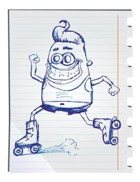 Hand drawn roller skater Stock Illustration