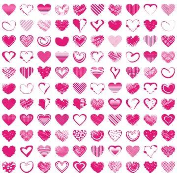 Hand-drawn romantic hearts. Vector illustration Illustrazione stock