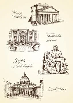 Hand drawn rome monument Stock Illustration