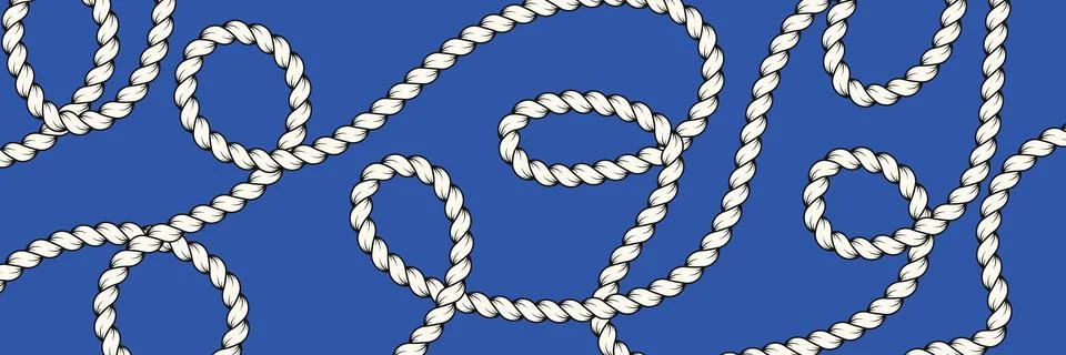 Hand drawn rope brush pattern. Braided decorative lines with loops. Vintage.. Illustrazione stock