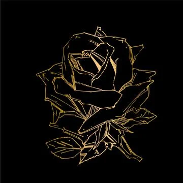 Hand drawn rose. Vector illustration. Vintage tattoo style rose. Flower motif Stock Illustration