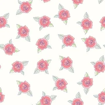 Hand drawn roses seamless pattern Stock Illustration