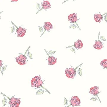 Hand drawn roses seamless pattern Stock Illustration