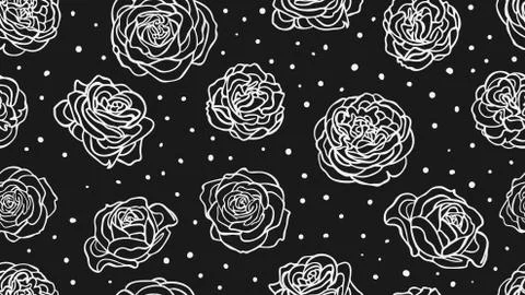 Hand drawn roses seamless pattern Stock Illustration