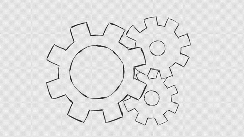 Hand Drawn Rotating Gears Loop With Transparent Background Video stock 347586241