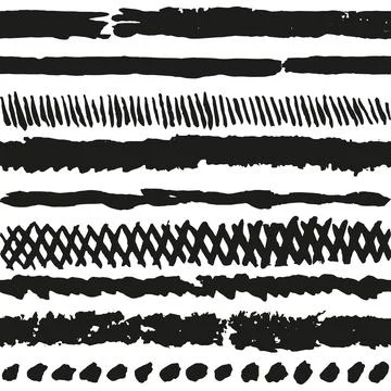 Hand-drawn rough seamless repeating monochrome pattern of ragged lines Illustrazione stock