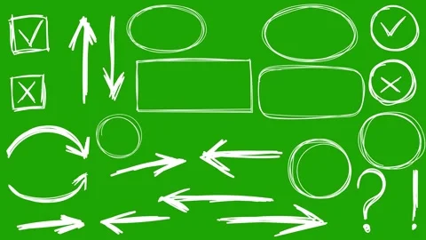 Hand-Drawn Rough Sketch Elements | question mark, exclamation mark, Tick, Marks, Stock Footage 322103980