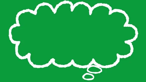 Hand Drawn Rough White Cloud Thought Bubble 2D Animation Green Screen Stock Footage 341798620