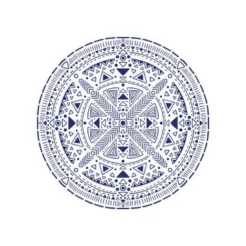 Hand drawn round aztec pattern. Tribal vector illustration. 스톡 일러스트
