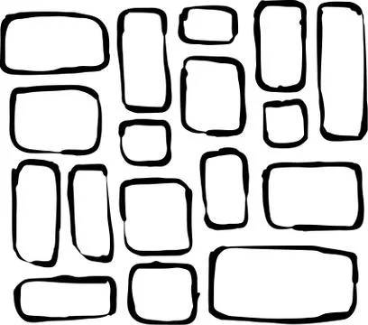 Hand drawn round corner rectangle and square shapes over white Stock Illustration