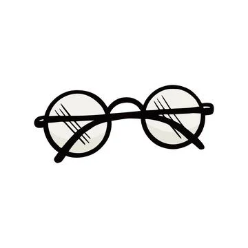 Hand drawn round frame glasses, top view. Stock Illustration