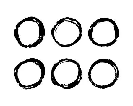 Hand drawn round frames set. Stock Illustration