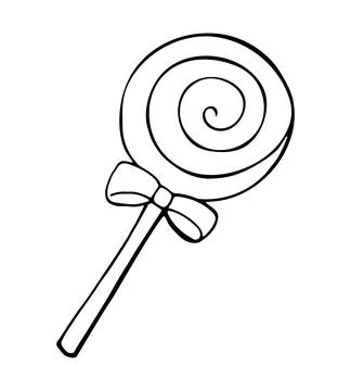 Hand drawn round lollipop candy cute sweet doodle illustration Stock Illustration