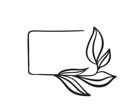 Hand drawn round minimalistic frame with branch. Vector floral design elements Stockillustratie