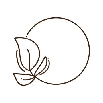 Hand drawn round minimalistic frame with branch line. Vector floral design el Stock Illustration