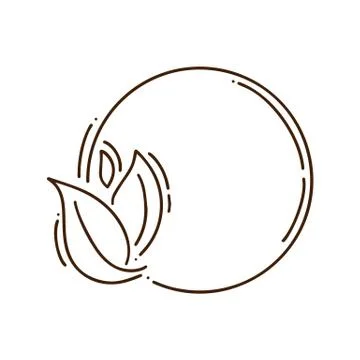 Hand drawn round minimalistic frame with branch line. Vector floral design 스톡 일러스트