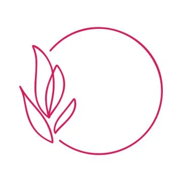 Hand drawn round minimalistic frame with branch line. Vector floral design 库存插图
