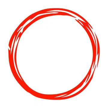 Hand Drawn Round Red Brush Circle Doodle Isolated Vector Illustration Stock Illustration