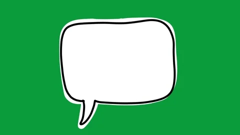 Hand Drawn Rounded Speech Bubble White Fill 2D Animation Green Screen Stock Footage 341798628