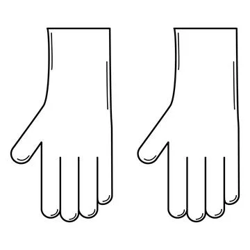 Hand drawn rubber gloves. Hand protection while working in the garden and home Stock Illustration