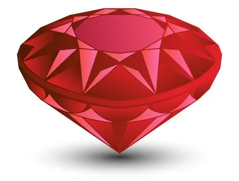 Hand drawn ruby. Faceted red diamond on white background. Vector illustration Stock Illustration