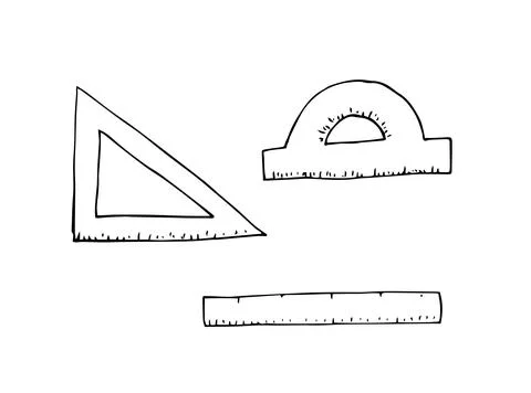 Hand drawn ruler set doodle style Stock Illustration
