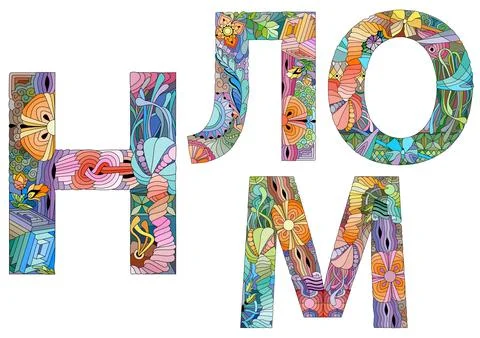 Hand drawn russian cyrillic script of letters. Zentangle alphabet. Vector ill Stock Illustration