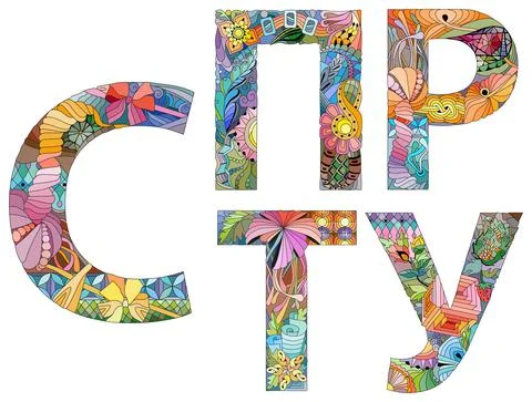 Hand drawn russian cyrillic script of letters. Zentangle alphabet. Vector ill Stock Illustration